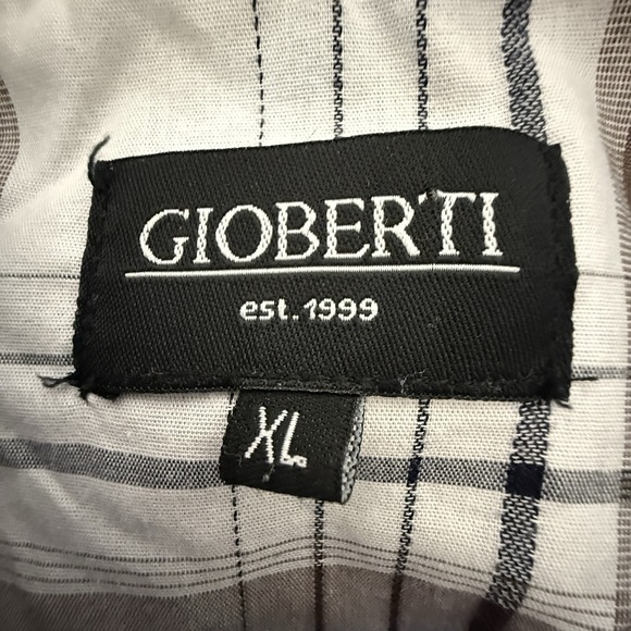 Gioberti Pearl Snap Shirt Mens XL Extra Large White Plaid Long Sleeve Blue - Picture 4 of 7